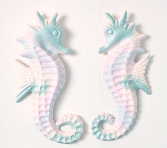 Ceramic Seahorse Wall Plaques Nautical Seahorses Vintage