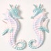 Ceramic Seahorse Wall Plaques Nautical Seahorses Vintage Pastel Large Mermaid Aqua Lilac Pearl