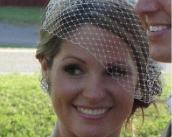 9 inch French/Russian netting birdcage veil, bridal vei,l wedding veil, available in white and ivory