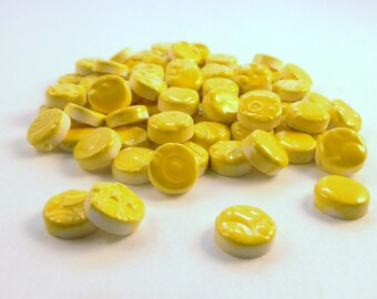 Mosaic Tiles-(75) 1//2" Yellow circles ceramic mosaic tile, 75