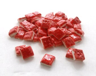 1/2" Ceramic mosaic tile, Handmade red squares