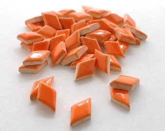 Mosaic Tiles Diamond tiles, Orange Ceramic mosaic tiles - Handmade