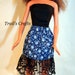 Handmade Barbie Clothes Doll Outfit Shirt Skirt Style 20 Black & Blue Floral