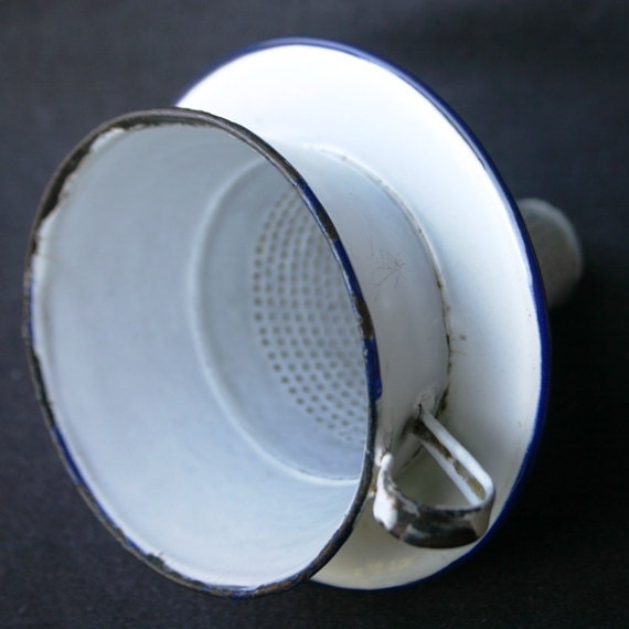 Beautiful vintage enamel funnel