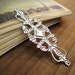 FS065- Filigree component, focal, silver plated tone, 65x20mm, 10pcs