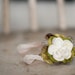 Vintage inspired green and ivory flower headband. Last One, newborn size