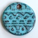 Handmade Artisan Ceramic Original Design Earthenware Pendant in Aqua on Russet AQUARP2