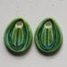 2 Handmade Artisan Ceramic Leaf Earrings Pendants in Spring Green 241112