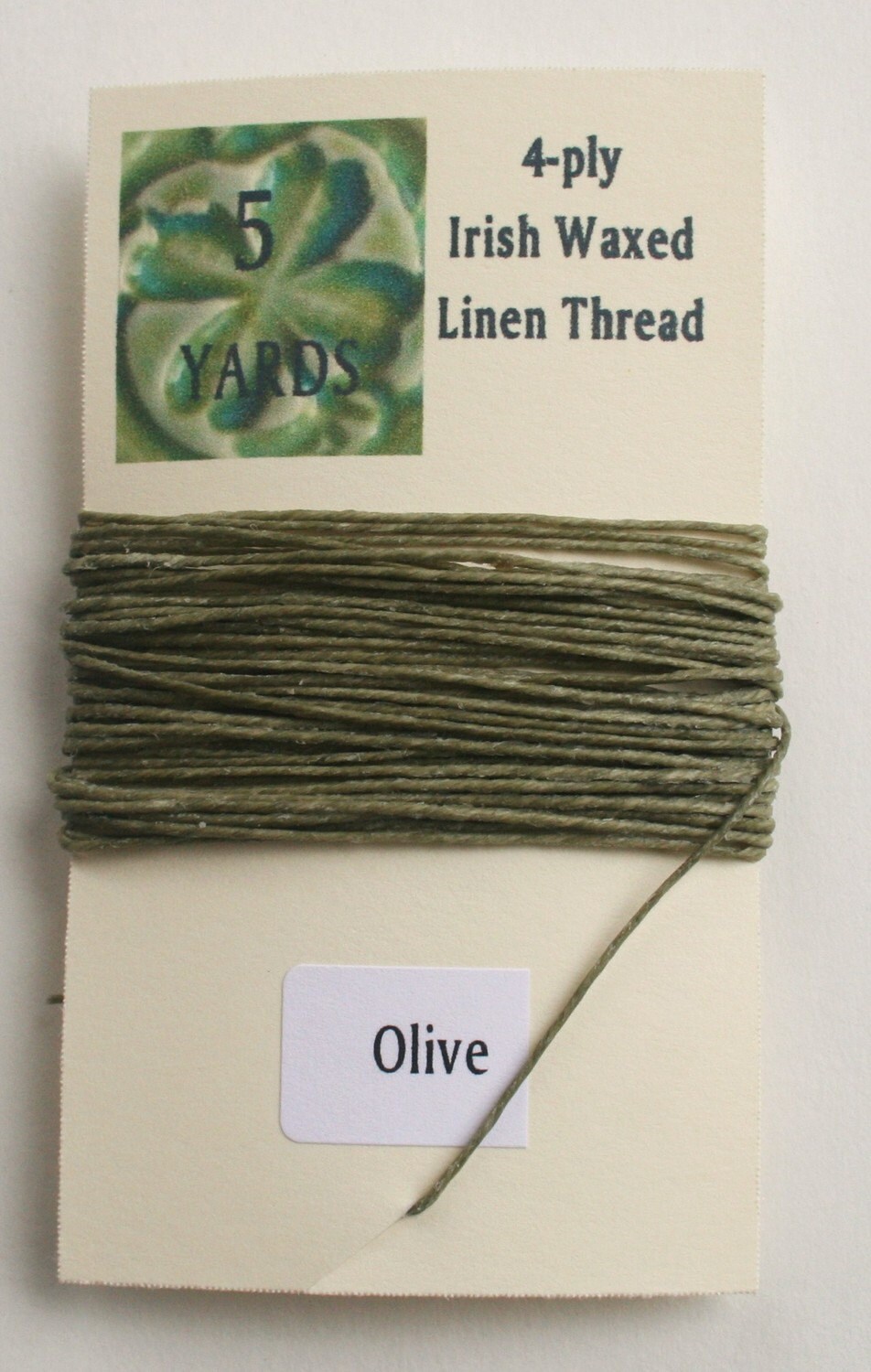 5 yrds Olive 4 ply Irish Waxed Linen Thread