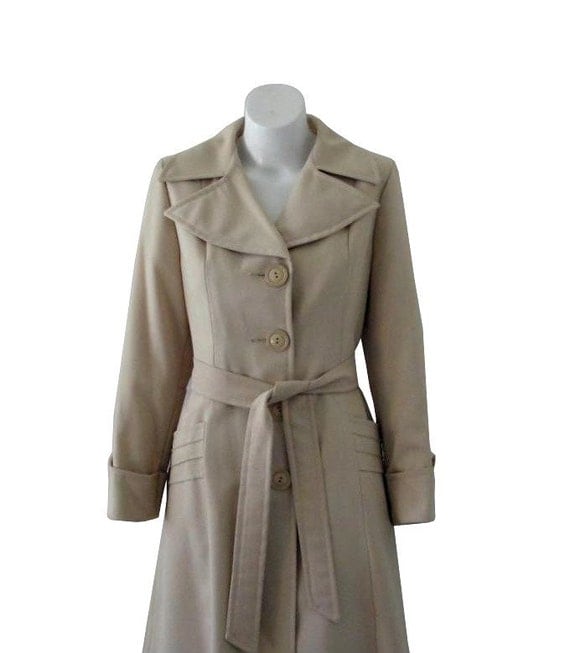 Vintage 1970s Coat Women's Tan 70s Trench by Vintagephilosophy