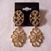 Double Discs Pierced Earrings Gold Tone Vintage Avon Filigree Open Metal Links