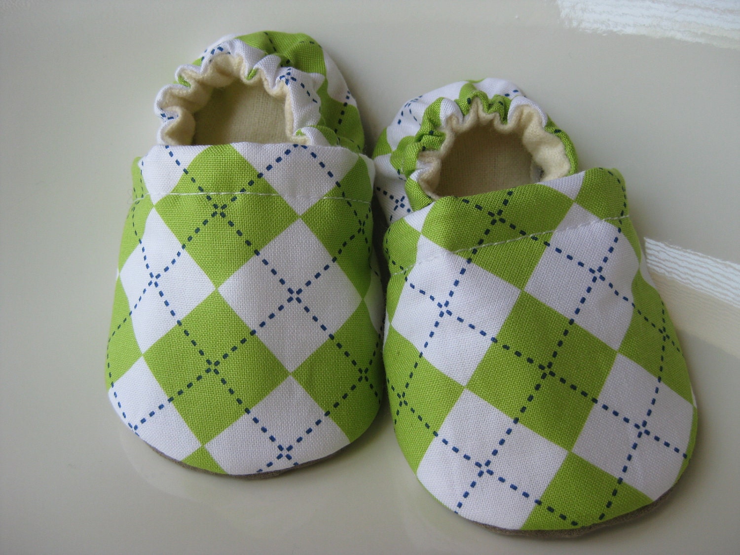 Baby boy shoes Lime Green with Suede soles