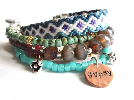 Bohemian hippie bracelet gypsy style friendship by OOAKjewelz