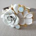 Wedding bracelet - bridal shabby chic wedding - white and gold - bridesmaids vintage collage