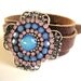 Bohemian hippie Wide leather wrap bracelet with Sparkling Swarovski elements