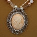 Large Rhinestone Peach Cameo Necklace
