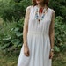 Vintage White Cotton Sun Dress Indian/mexican Style Embroidered Dress