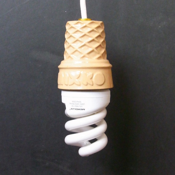 Items similar to Ice cream cone lamp, ceramic, Sugar cone beige on Etsy