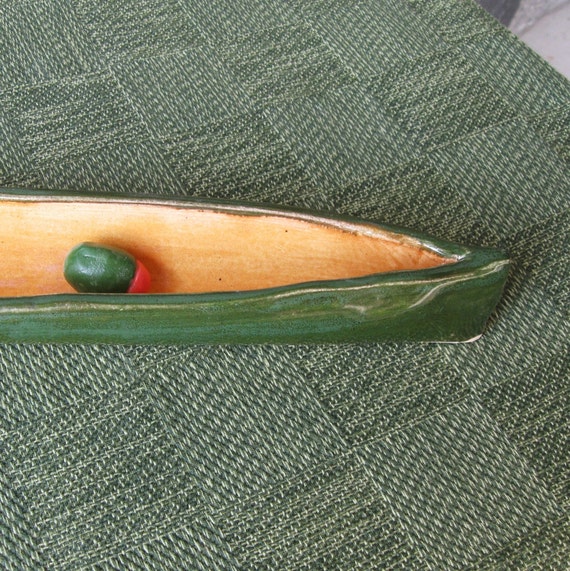 Olive Boat Green Serving Tray Relish Dish Handmade Pottery