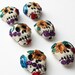 6 pieces Dia De Los Muerto glitter skull beads