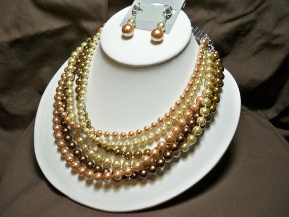 Pearl Necklace Multi Strand Free Shipping by TwystedCreations