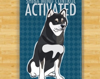 Fridge Magnets with Shiba Inu - Shiba Mind Control Activated - Black and Tan Shiba Inu Gifts Refrigerator Dog Fridge Magnets