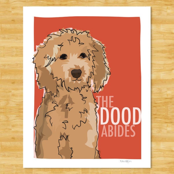Goldendoodle Art Print The Dood Abides Golden Doodle Gifts