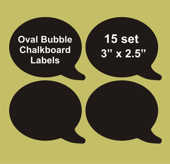 Speech Bubble chalkboard labels 15 set, 3" x 2.5",  blackboard labels, personalized labels