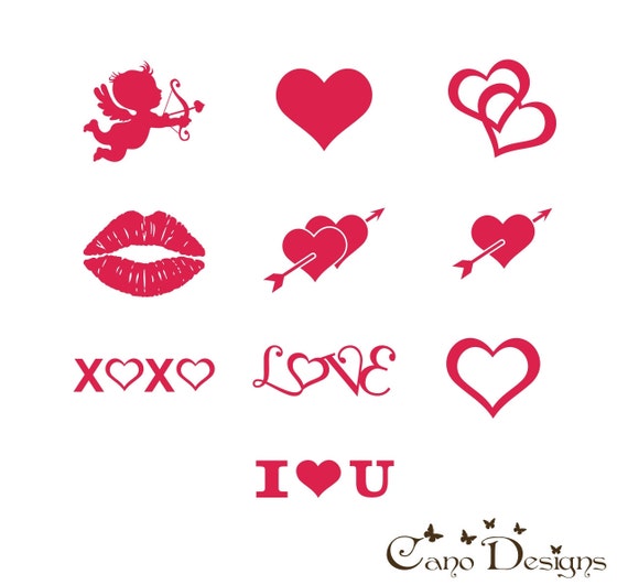 Items similar to Valentine's Vinyl Decals Decoration Set, Stikers For