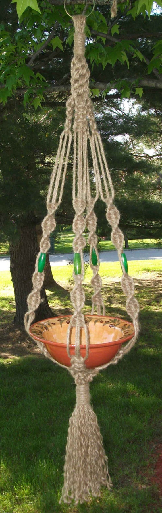 Items similar to Crown Knot Macrame Plant Hanger Green Beads on Etsy