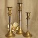 Hollywood Glam Brass and Chrome Candle Holders - Set of Three Silver & Gold Candlesticks