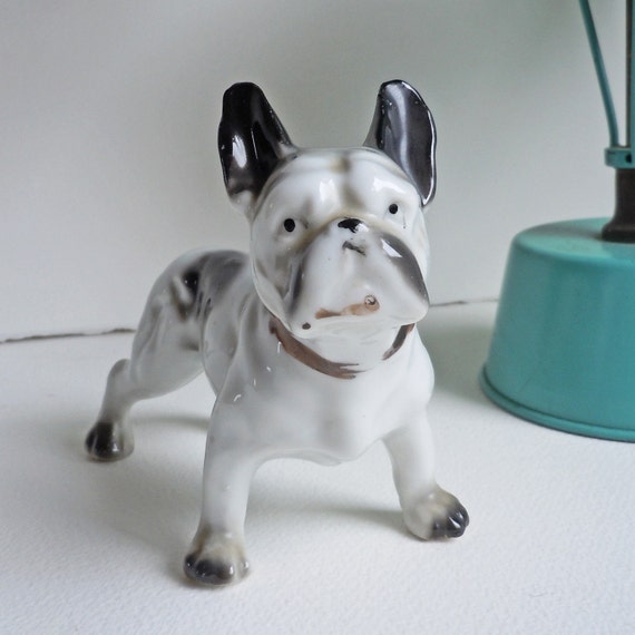 Vintage porcelain French Bulldog Figurine to by localevintage