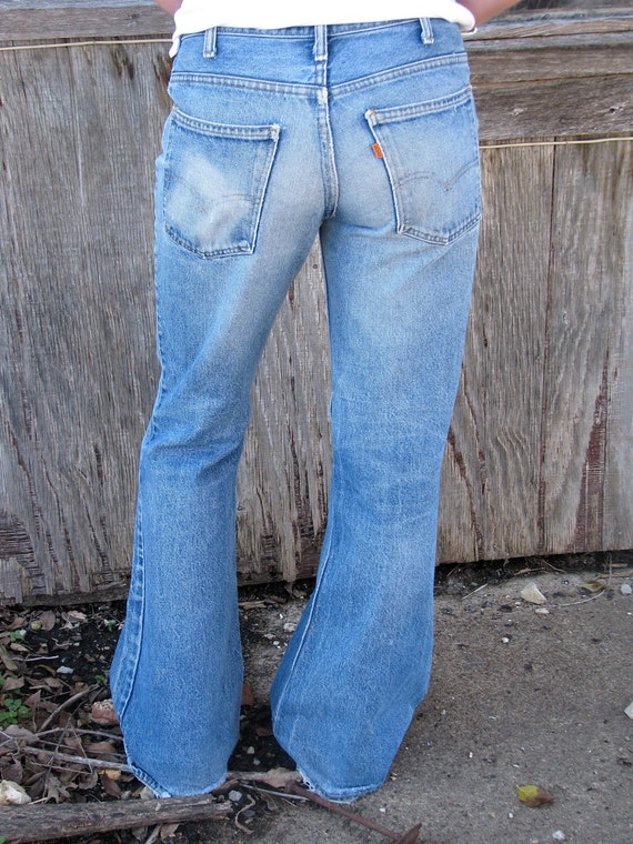 Vintage Mens LEVIS 1970s BELL BOTTOM Jeans Orange tag