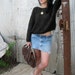 Vintage 1980s CROPPED Sweater in Metallic Brown
