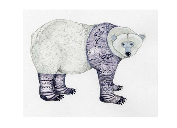 Polar Bear Print Polar Bear in purple Knitwear 8x11 illustration