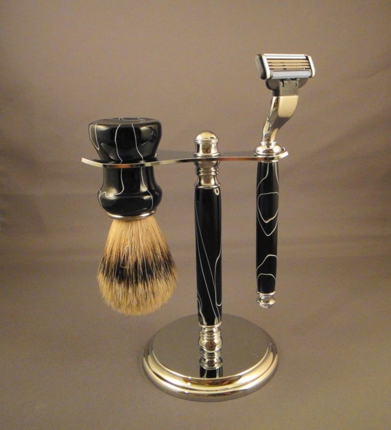 Wet Shaving Deluxe Brush Set by DanandDeeDesigns on Etsy