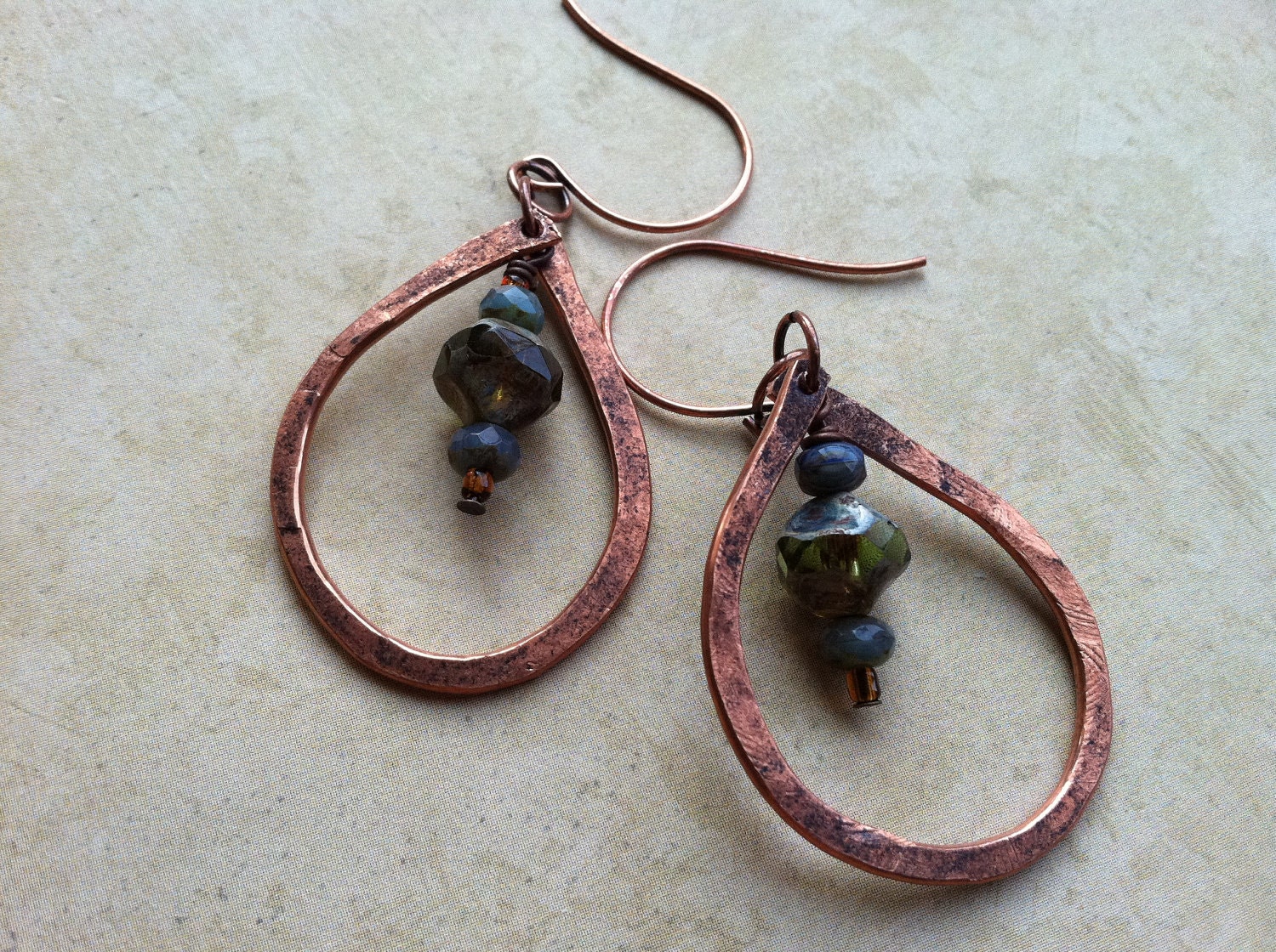 HURRICANE SANDY RELIEF Modern Earrings Copper & Green