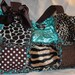 Custom Made XL Rag Quilted Diaper Bag Handbag Purse for Leopard Zebra Giraffe and Teal