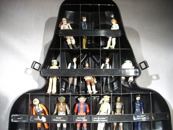 star wars figures in darth vader case