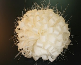 2pcs-70mmX H 30mm satin flower for corsage,shoes,accessory etc.(F246Ivory)