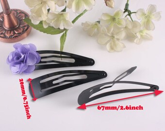 Hair Snap Clips, high quality metal 100PCS-67mm black (F202)