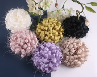 12pcs-70mmX H 30mm satin flower for corsage,shoes,accessory etc.6Colors(F246-6Colors)