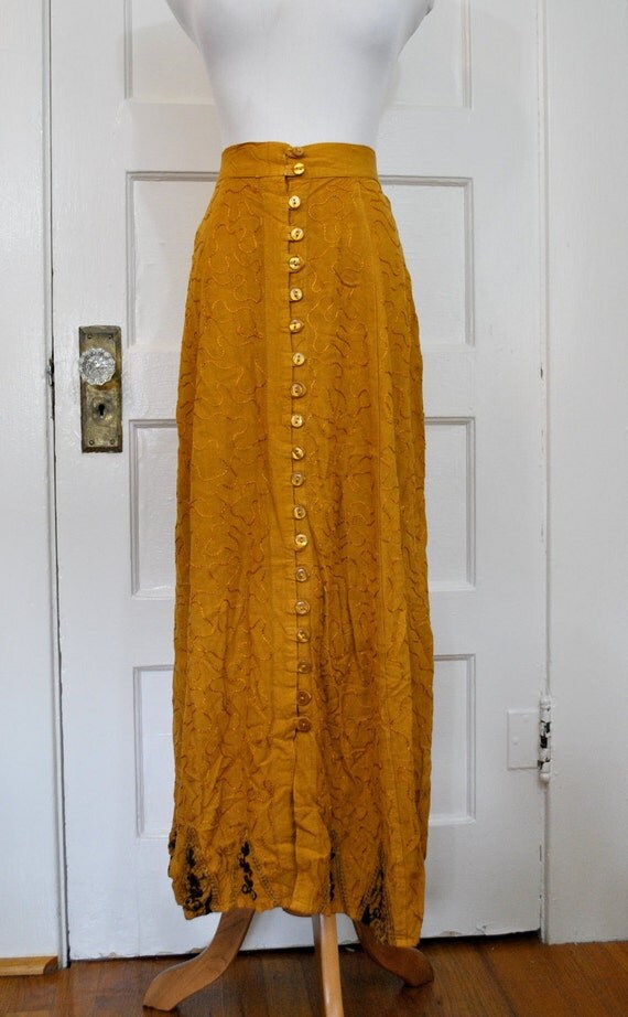 Vintage Mustard Yellow Maxi Skirt