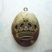Oval Locket with Crown in Oxidized Antiqued Brass Pendant Charm Qty 1