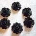 Set of 6 Black Roses Flat Back 22mm Cabochons Flower Blooms Shapes