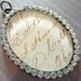 Rhinestone Encircled Oval Pendant with Glass Covered Vintage Style Script Handwriting Qty 1