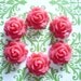 Set of 6 Red Roses Flat Back 22mm Cabochons Flower Blooms Shapes