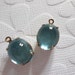 Pair of Aquamarine Blue Glass & Antiqued Brass Jewel Drops - 12 X 10mm