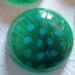 Turquoise Spotted Peacock Feather in Green Acrylic 45mm Cabochon - Qty 2