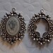Flowered Oval Antiqued Silver Plated 25 X 18mm Setting Pendants - Qty 2